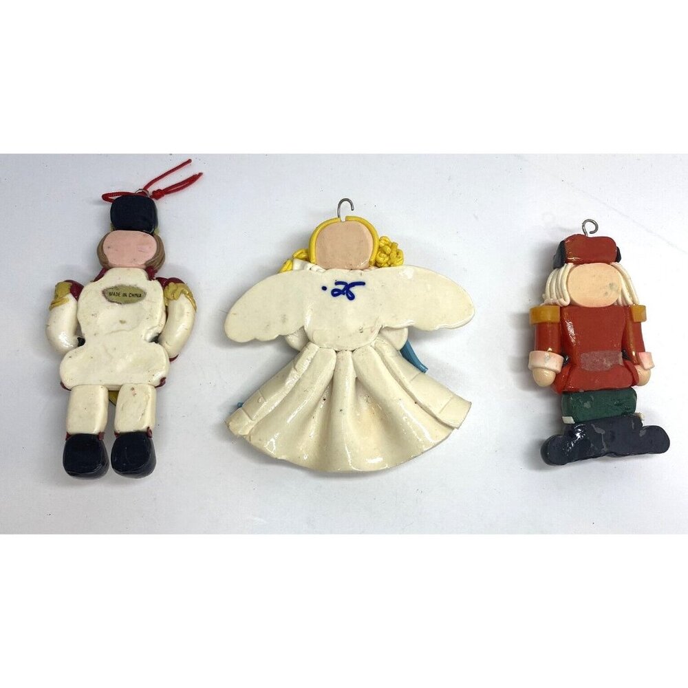 Vintage Salt & Bread Dough Christmas Ornament Holiday Lot of 7 Santa Angel Soldi - Picture 8 of 12